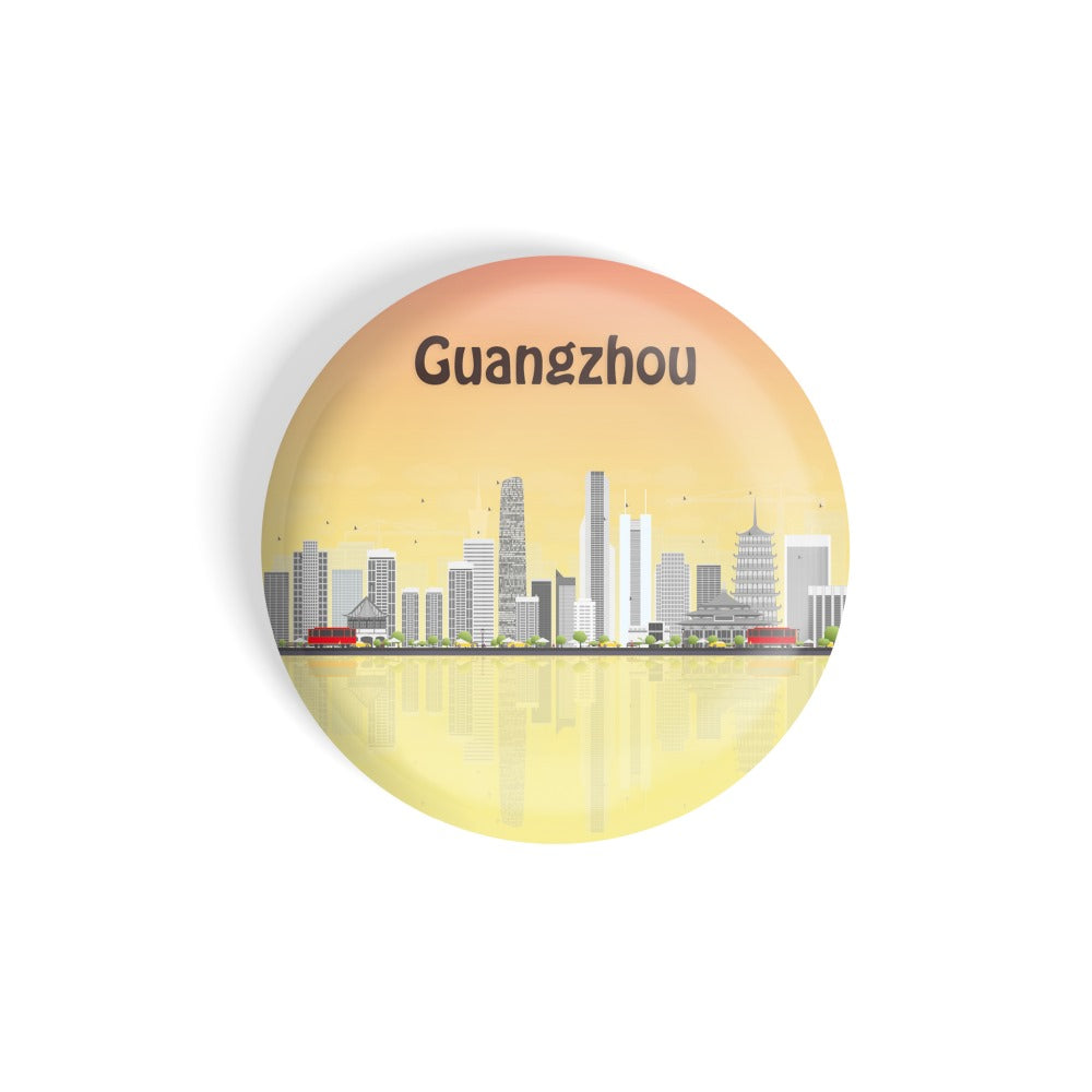 dhcrafts Round Fridge Magnet Multicolour Places Guangzhou City In China Glossy Finish Design Pack of 1 (58 mm)